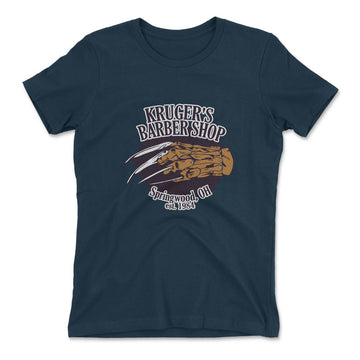 Krugers Barbershop Womens T-Shirt in Midnight Navy color